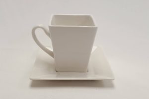 Cup and Saucer White Square